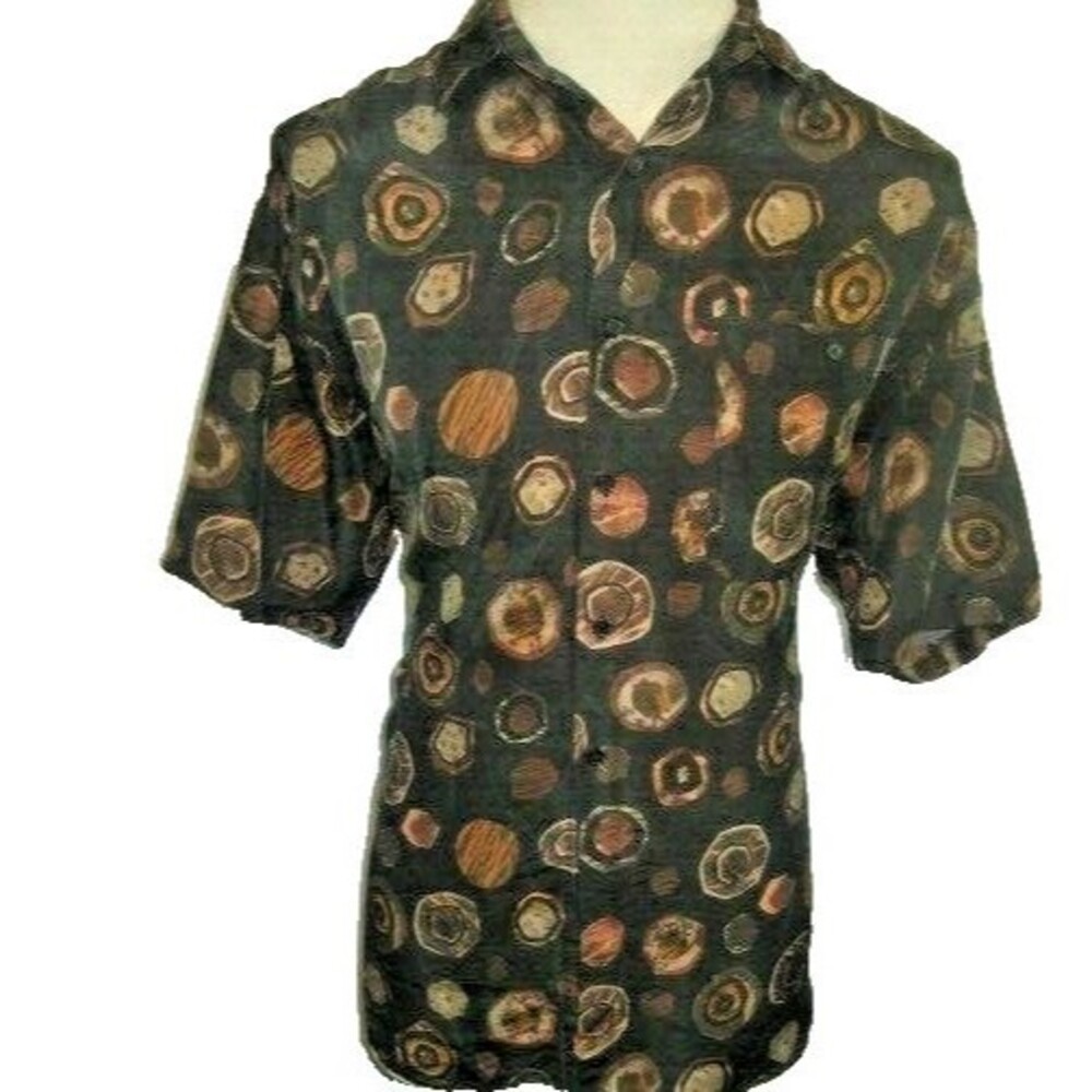 Mens Silk Society Silk Multicolor SS Hawaiian Aloha Island Casual Shirt sz M